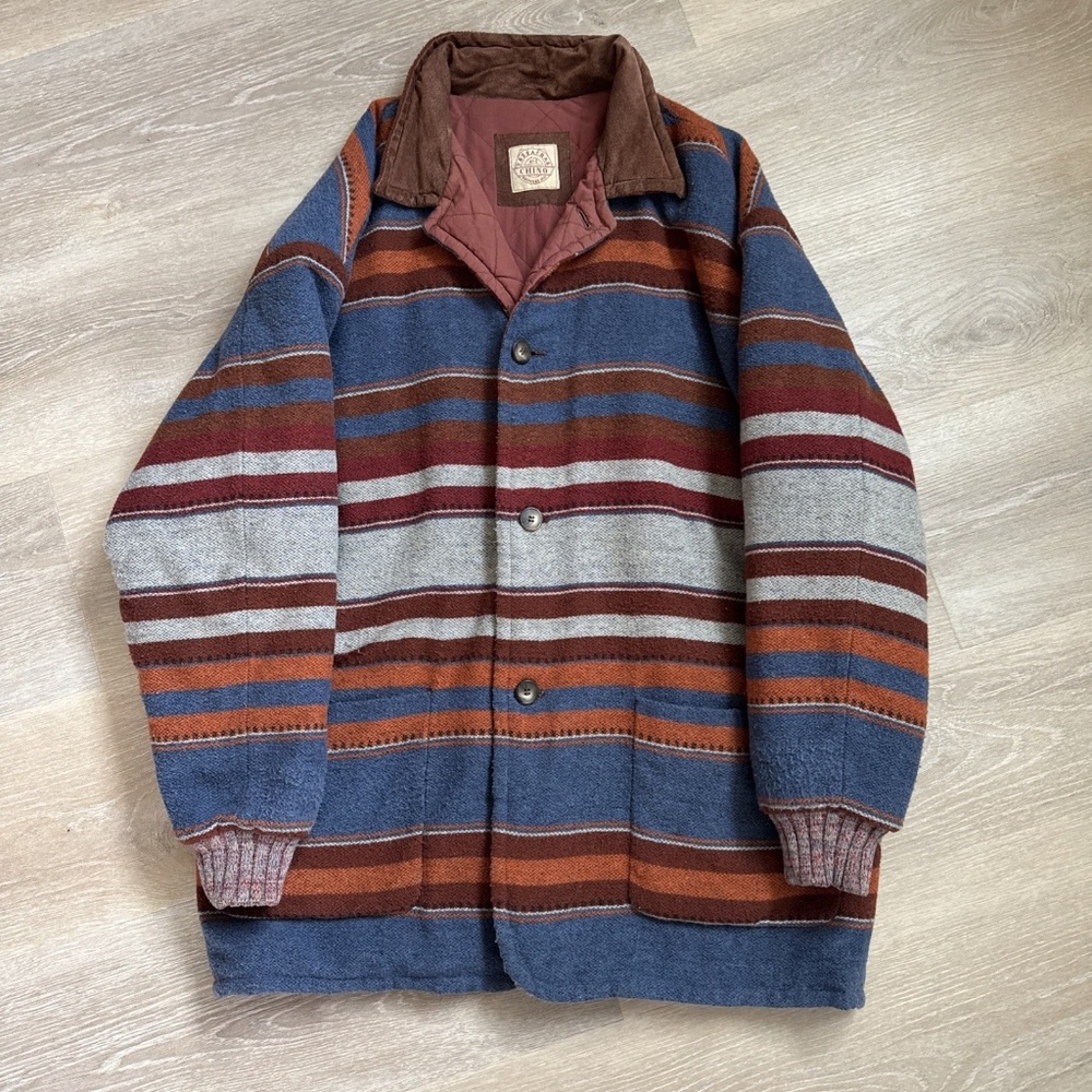 SASSAFRAS and CHINO Button-Down Mens Jacket Striped Cotton Size XL Southwestern